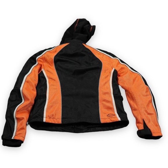 Harley Davidson Jacket Womens‎ Small Black Orange Mesh Riding Racing 3-1 Hooded - Picture 2 of 15
